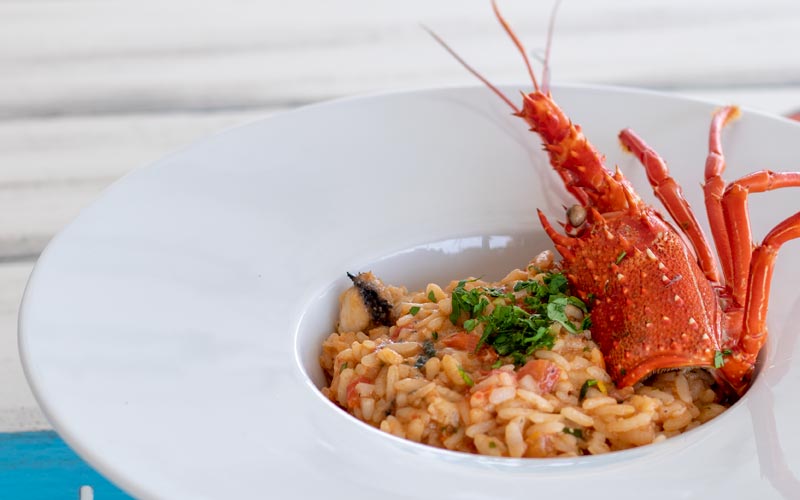 PalmBeach Tropical Restaurant | Spiny Lobster Risotto | carnaroli rice creamed with lobster meat and fresh tomato, blended with sparkling wine